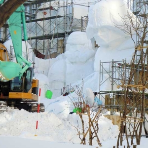 Big Snow Statues of Sapporo Snow Festival 2015 in progress