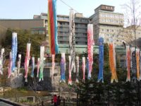 350 carp streamers swimming around in the sky, Jozankei Onsen